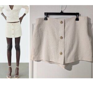NEW! Zara | Tweed Gold Button Textured Skort